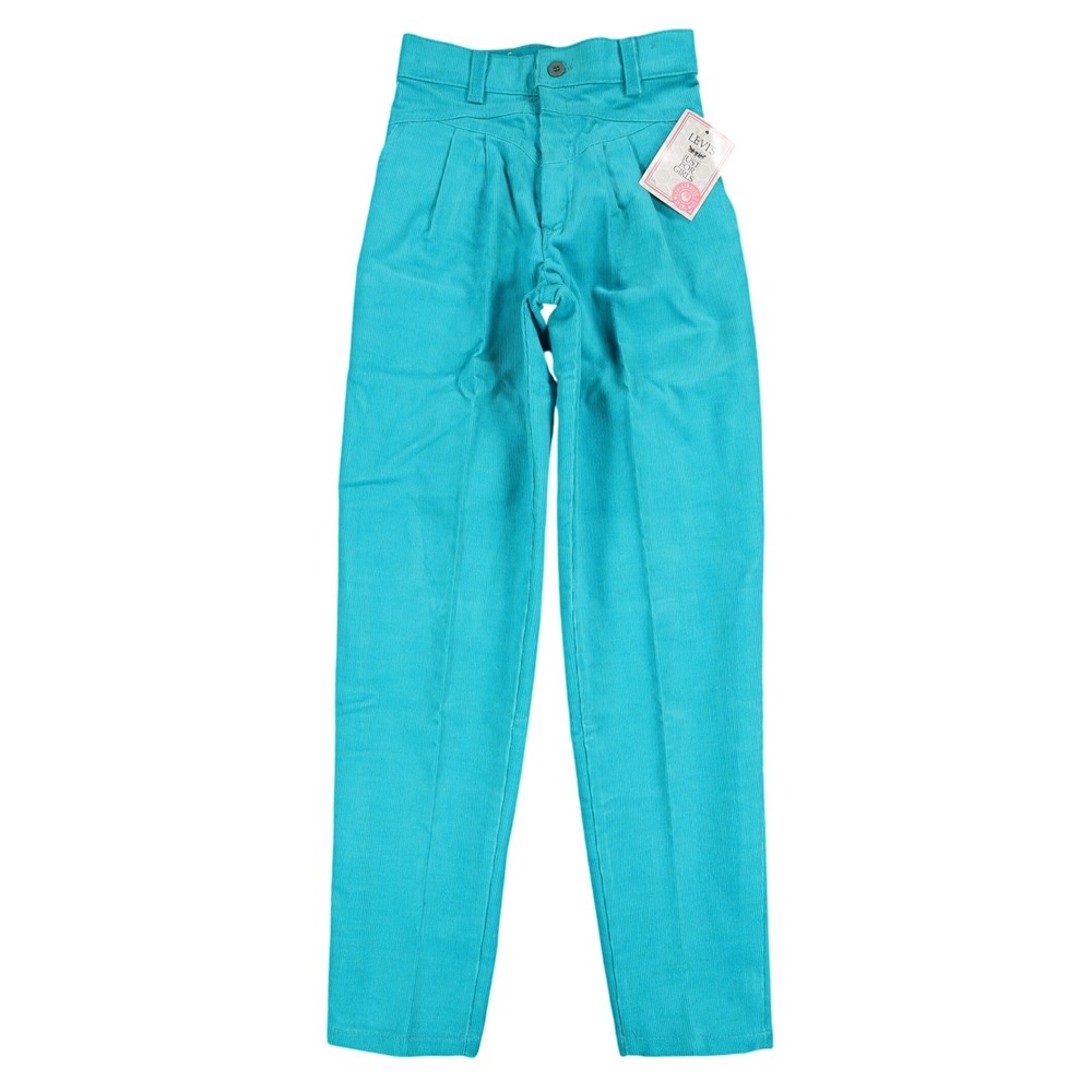 Levi's Just for Girls Corduroy Pants 12 Slim Turquoise USA NOS NWT Flaws